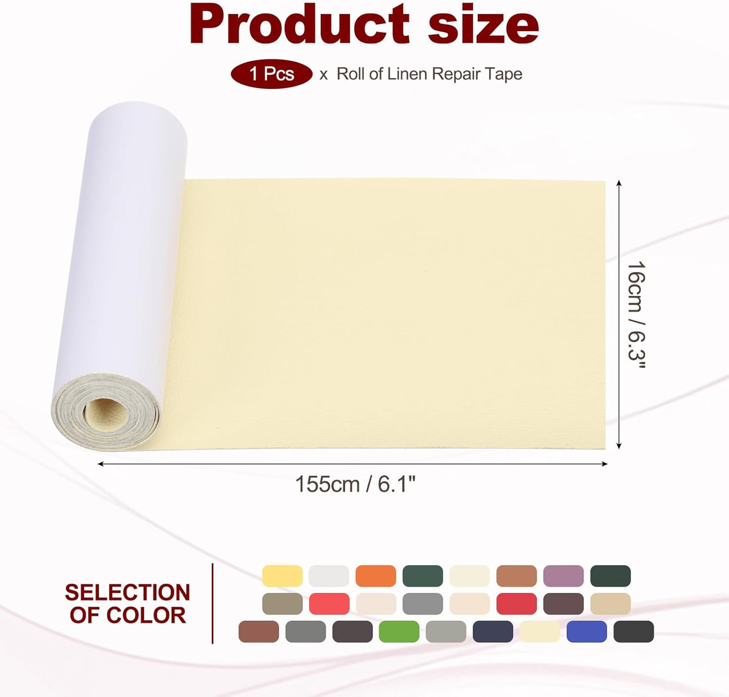 PATIKIL Leather Patches Tape for Furniture, 6.3 x 61 Inch Self Adhesive Vinyl Leather Repair Kit Cover Sheet for Couch, Sofa, Car Seats, Office Chair, Rice Yellow