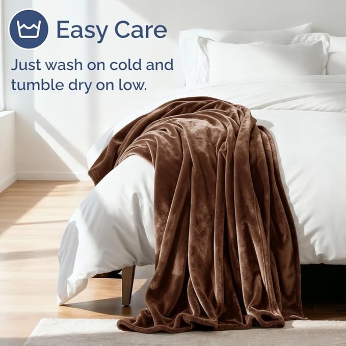 Ultra Soft Fleece Blanket King Size - Flannel Fleece Luxury King Blanket - Lightweight for Couch Bed Chair - Thick, Warm and Breathable - All Season Cozy Fuzzy, Anti-Static Microplush Bedding, Brown