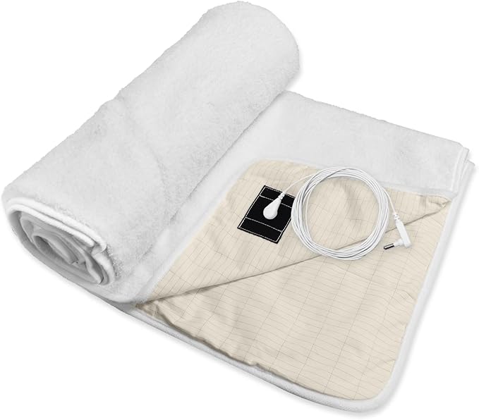 MAOOHON Grounding Blanket, Earth Connected Bedding Throw, Grounding Sheet for Improved Sleep, Includes Silver Fiber 50x60 Inch, White