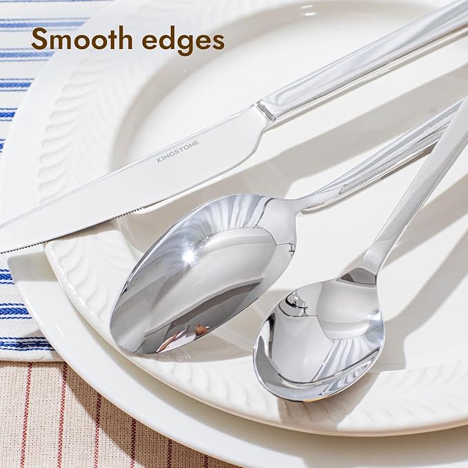 KINGSTONE Silverware Set, 30-Piece Flatware Cutlery Set Premium Stainless Steel, Service for 6, for Kitchen, Home, Wedding, Party, Mirror Polished and Dishwasher Safe