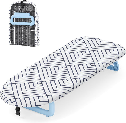 Small Ironing Board Tabletop, Foldable Mini Ironing Board, Table top Ironing Boards Small with Hanging Rope, Compact Portable Ironing Boards Save Space, Iron Board 32x12, Iron Table Stand White