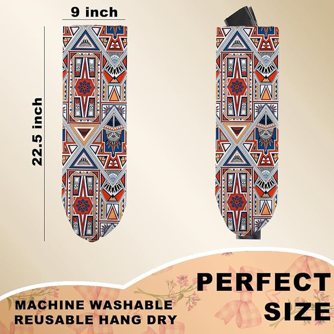 Vintage Ethnic Print Plastic Bag Holder, Wall Mount Grocery Bag Holder for Plastic Bags, Abstract Art Farmhouse Kitchen Pantry Decor Reusable Grocery Bags Organizer Storage Dispenser