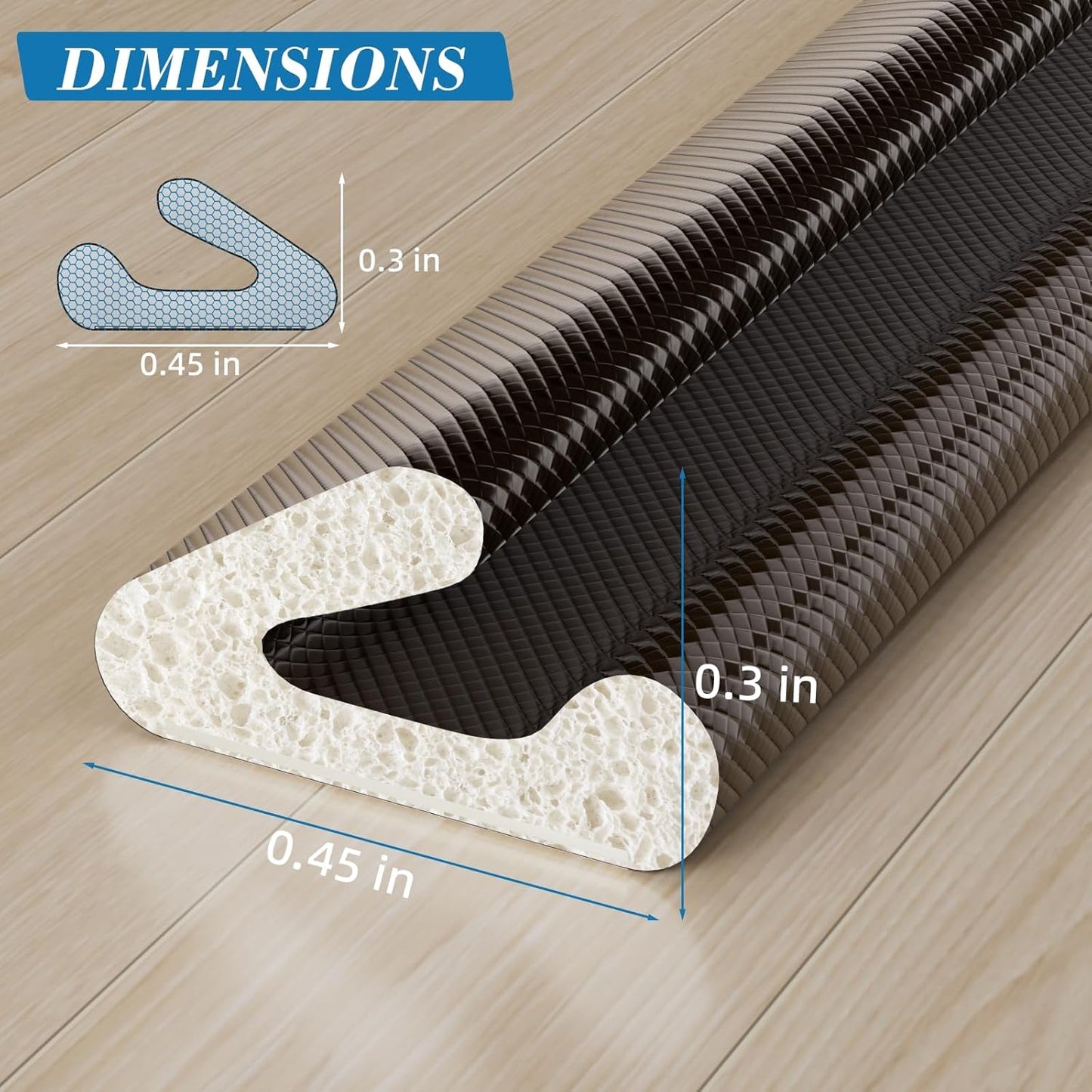 V-Shaped Weather Stripping Door Seal, 19.7FT Draft Stopper for Doors/Windows, Gaps, Dustproof, Soundproof & Thermal Insulating, Noise-Reducing, Light-Blocking Door Gap Filler