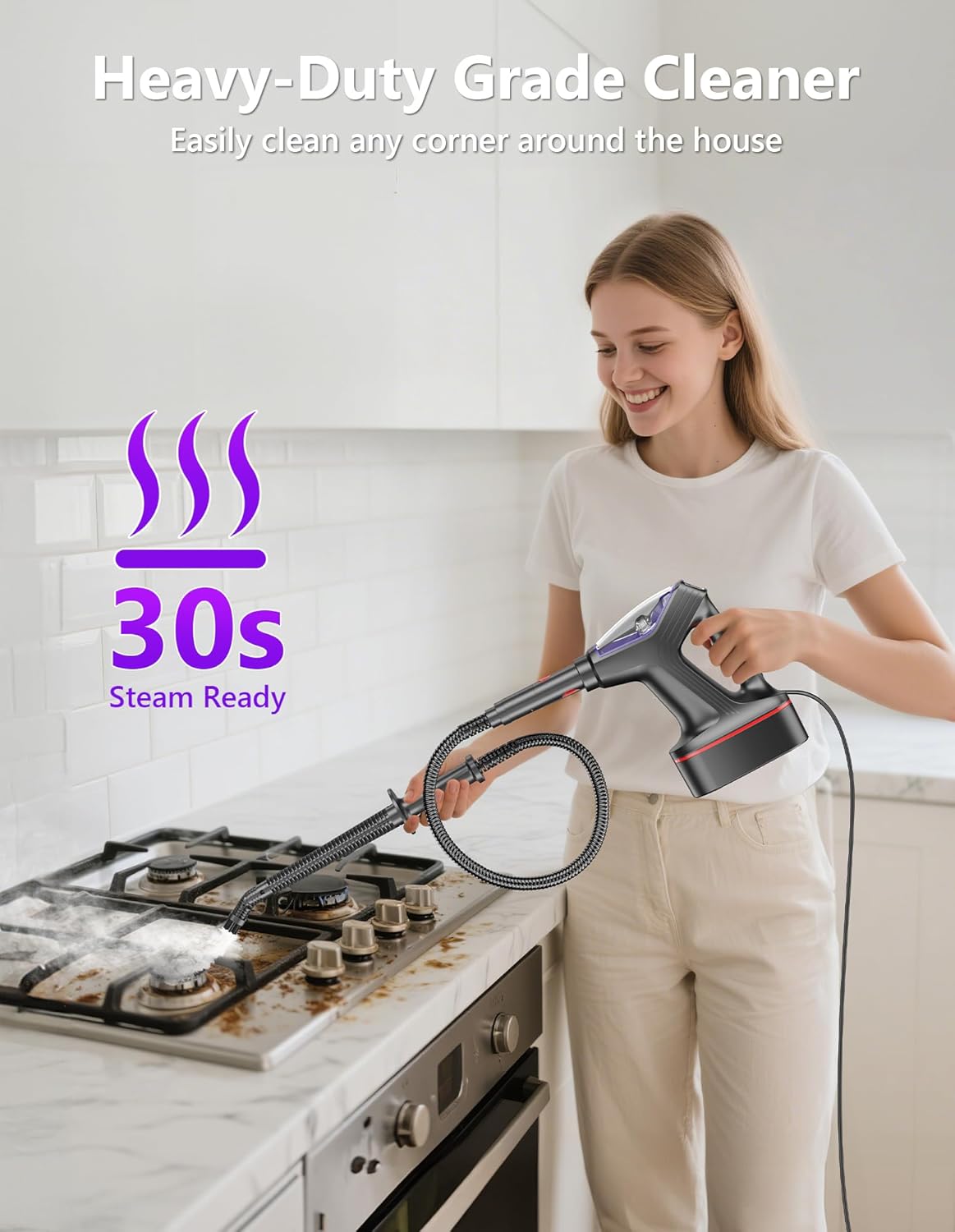 Steam Mop for Floor Cleaning, Heavy Duty 29-in-1 Steam Cleaner for Home with Detachable Handheld Steamer, for Hardwood, Tile, Walls, Grout, Windows, Furniture and Decks