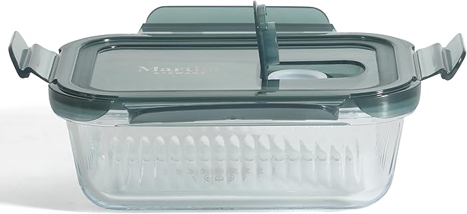 Martha Stewart Shadowbrook 5-Piece Borosilicate Glass Storage Container Set – Airtight Locking Lids, 21.6 oz Meal Prep, Leftover & Lunch Containers, Microwave, Oven & Dishwasher Safe