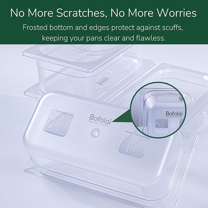 6 Pack food Pans with Lids 1/3 Size, Commercial Food-grade material, Impact-resistant and shockproof, For Salad Bars, Hot Deli Items & Dessert Toppings, Prep Table & Refrigerator Friendly