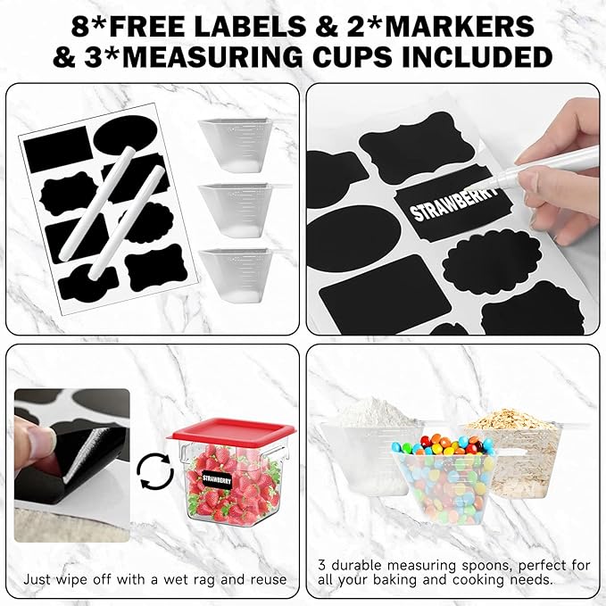 2QT NSF Food Storage Containers: 2 PCS [Food Grade][Hot&Cold Resistant] Commercial Clear Square Food Storage Containers with Scales Handles for Home Restaurant Kitchen Proof Dough(BPA FREE)