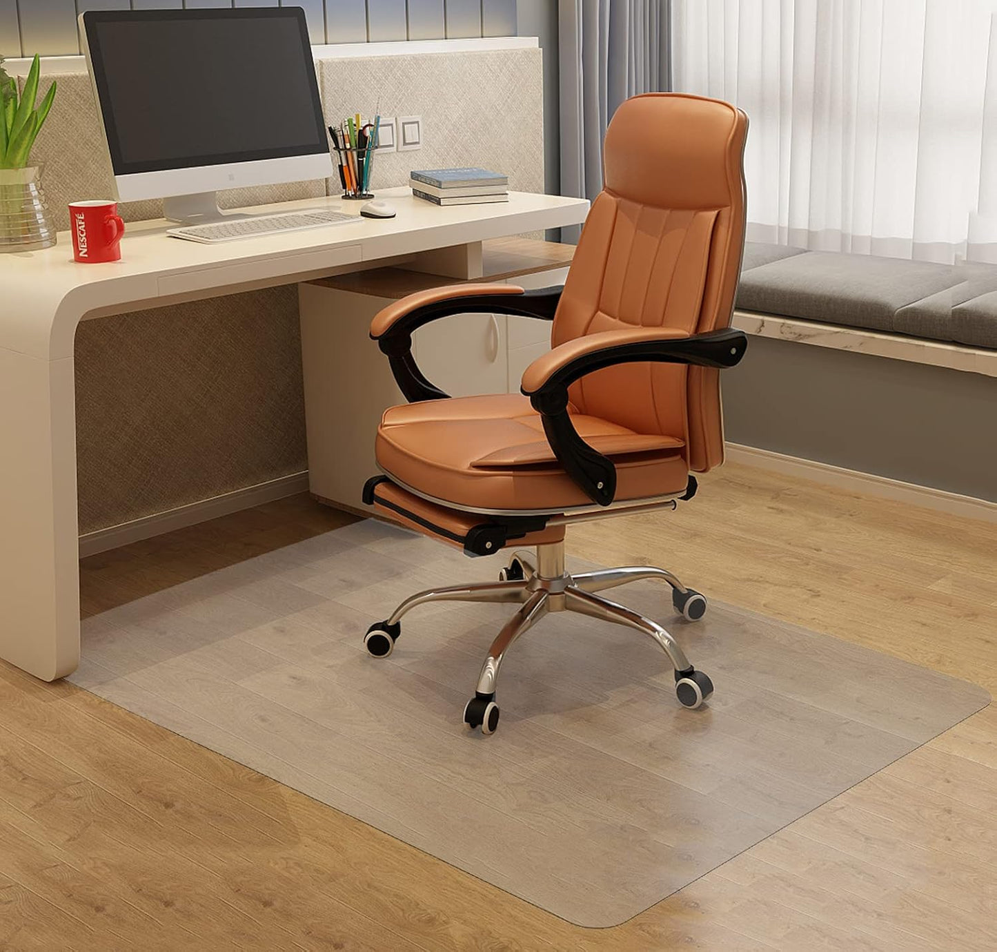 Chair Mat for Hardwood Floor, 53”x 45” Office Chair Mat, Floor Mat for Office Chair, Clear Desk Chair Floor Mat for Computer Desk