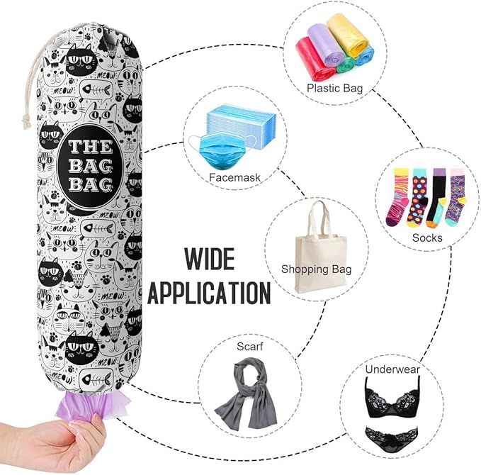 Grocery Bags Holder Organizer - Wall Mount Plastic Bags Storage Container Dispensers, Pet Lovers Home Kitchen Essentials