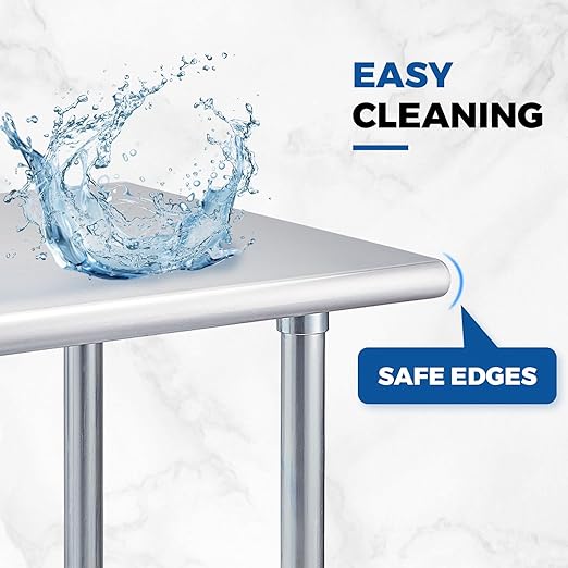 Profeeshaw Stainless Steel Prep Table 48x24 Inch NSF Commercial Work Table with Undershelf Heavy Duty Table for Kitchen Restaurant Home Hotel