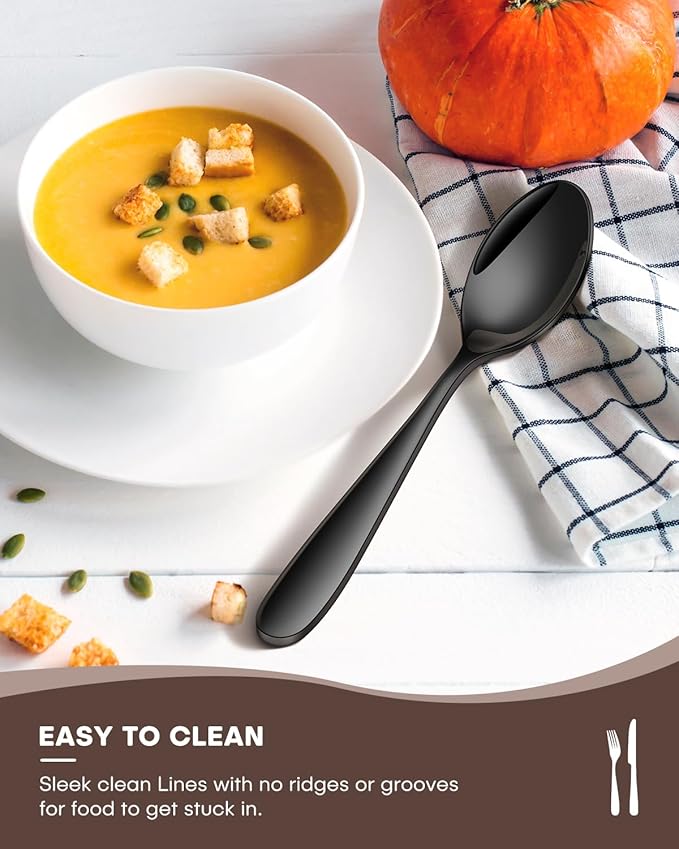 Black Silverware Set, Ollex 40PCS Black Flatware Set for 8 Include Knife Spoon Fork Set for Kitchen Tableware Eating Utensil Set, Stainless Steel Cutlery Set Mirror Polished, Dishwasher Safe