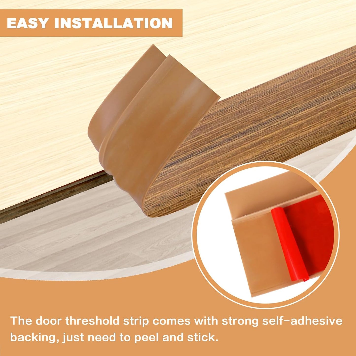 Vinyl Door Threshold Flooring Transition Strip Self Adhesive Carpet Edging Strip for Laminate Doorway Edge Threshold from 1/5" to 2/5" (Light Brown Wood Grain, 3.3 Ft)