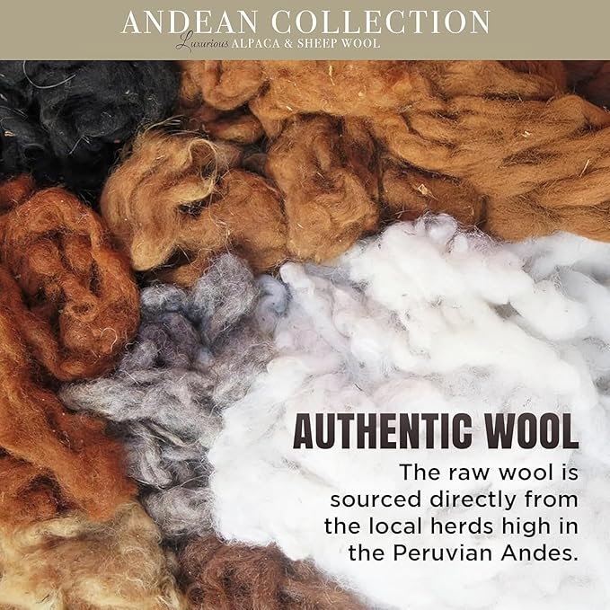 Natural Alpaca & Sheep Wool Blanket – King Size – Heavyweight Warmth, Thick, Breathable, Natural Texture & Scent, 103 x 86 inches, 7.2 lbs