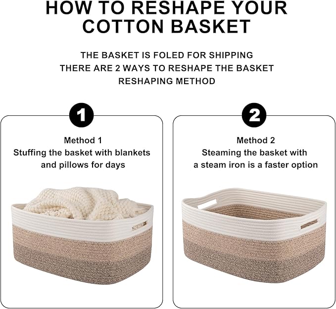 OIASKET Large Storage Basket for Organizing, Woven Rope Basket for Shelves, Closet Organizer Bins for Clothes, Blanket, Toys, Baby Nursery Storage, 17.7" x 13" x 7.87", 4 Packs Gradient Yellow