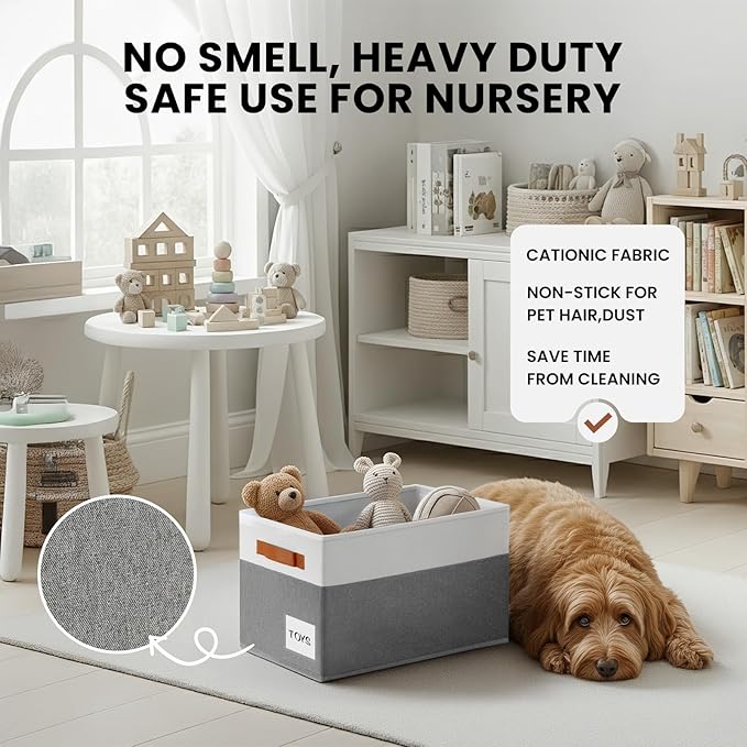 Criusia Large Closet Storage Baskets for organizing 4 Pack, Non-Dust-Absorbing Closet Shelf Organizer Bins with Handles & Labels - Decorative Collapsible Baskets for Living Room Bedroom Nursery Dorm