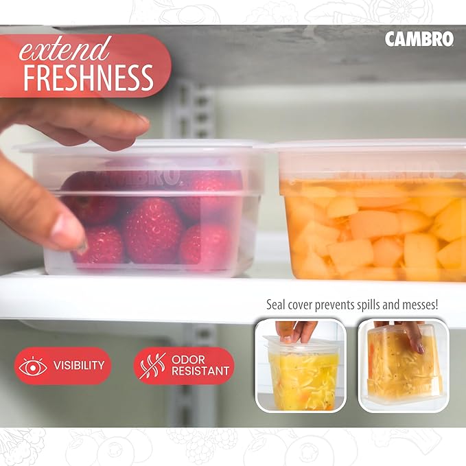 Cambro Food Storage Storage Containers with Lids - Translucent (Microwave Safe and BPA-Free) - 16 and 32 oz (ounce) Food Storage Container - (20 Piece Set)