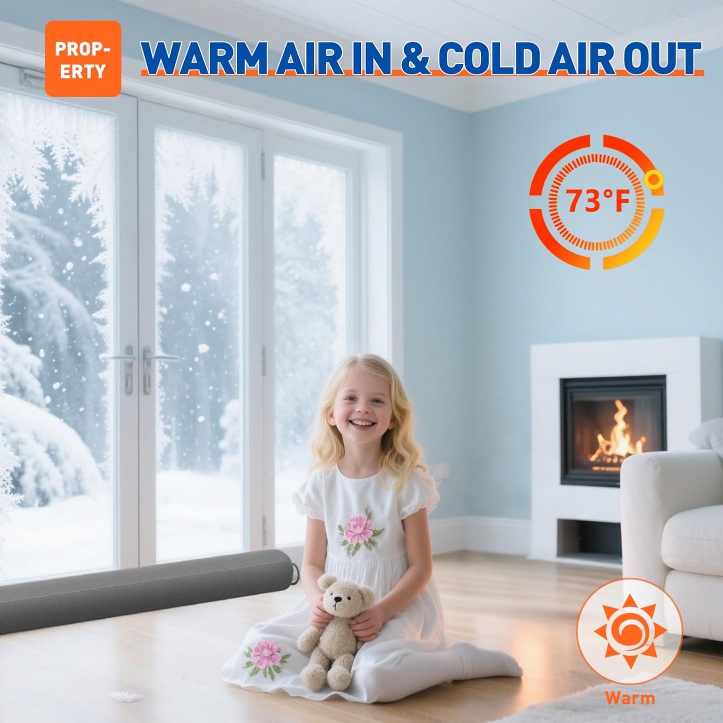 MAGZO Door Draft Stopper 36 Inches, Weighted Rectangle Door Snake for Winter Noise Blocker with Hook Loops,Gray