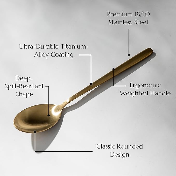 JazzUpCo Haelynn 2.0 Flatware non toxic 18/10 stainless steel dishwasher safe (Matte Gold, 8 Person Set (40 Pieces))