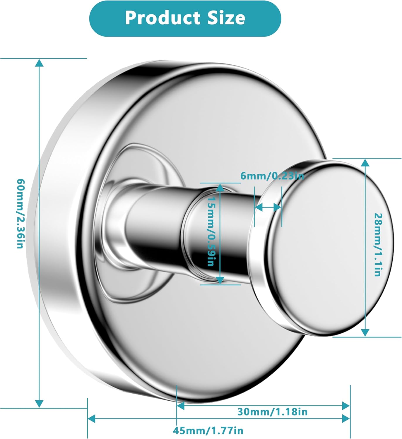 Suction Cup Hooks for Shower,Removable No Drill Towel Hooks,Upgraded 15 lbs Strong Suction hooks for Bathroom Tile,Shower Wall,Glass Door,Kitchen-Loofah,Coat,Stainless Waterproof-Chrome 4 Pcs