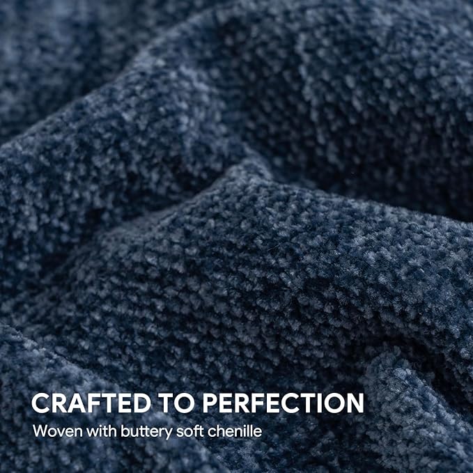 RECYCO Throw Blanket Soft Cozy Chenille Throw Blanket with Fringe Tassel for Couch Sofa Chair Bed Living Room Gift (Blue, 60" x 80")