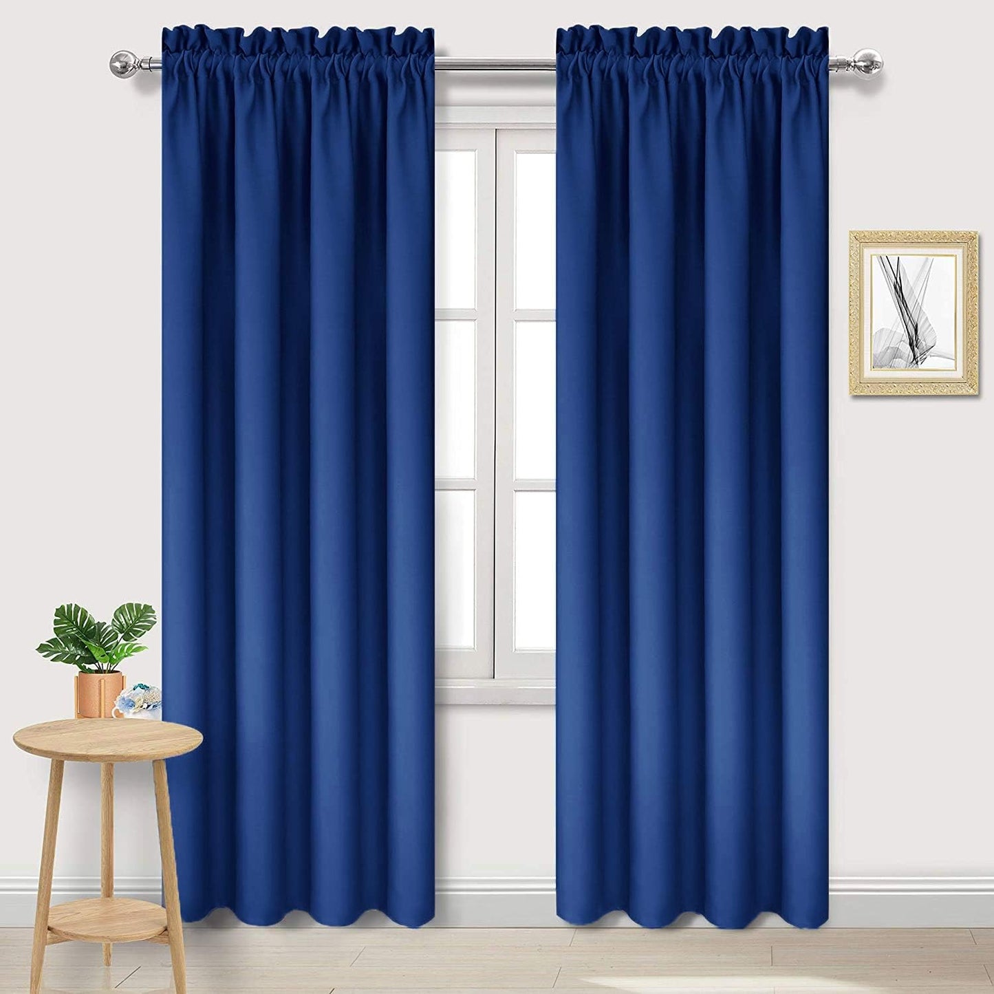 DWCN Blackout Curtains Room Darkening Thermal Insulated Bedroom Curtains Window Curtain Panels, 42 x 84 inches Long, Set of 2 Classic Blue Rod Pocket Drapes