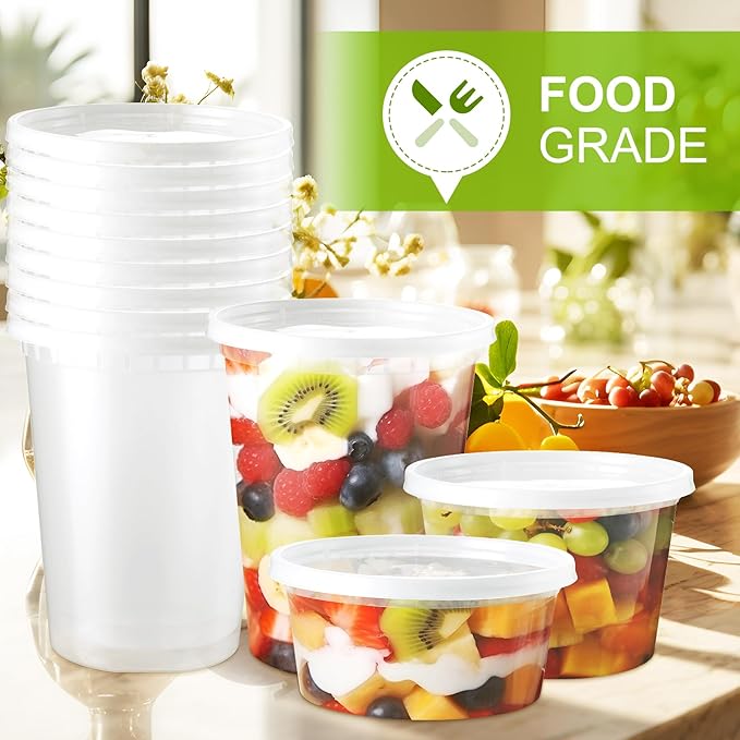 75 Sets 12oz Deli-Containers-with-Lids-Airtight-Plastic-Food-Storage-Containers-with-Lids-Soup-Slime-Overnight-Oat-To-Go-Containers