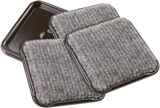 SoftTouch 2 1/2" Square Reusable Carpet Bottom Furniture Caster Cups to Protect Hardwood, Tile or Laminate Floors, Brown/Gray (4 Pack)