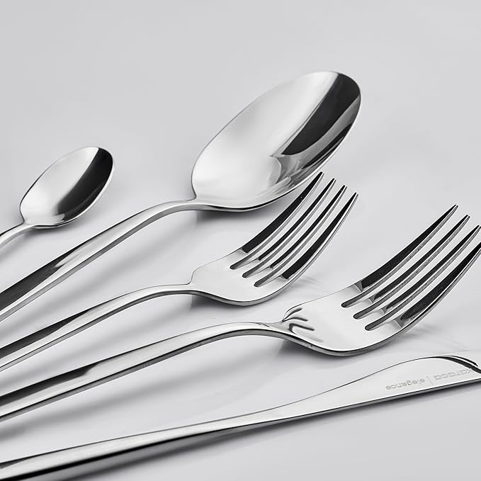 Karaca Lizbon 30-Piece Stainless Steel Cutlery Set for 6 People, 18/10 Stainless Steel, Heat Resistant, Corrosion Resistant, 3mm Thick, Silver