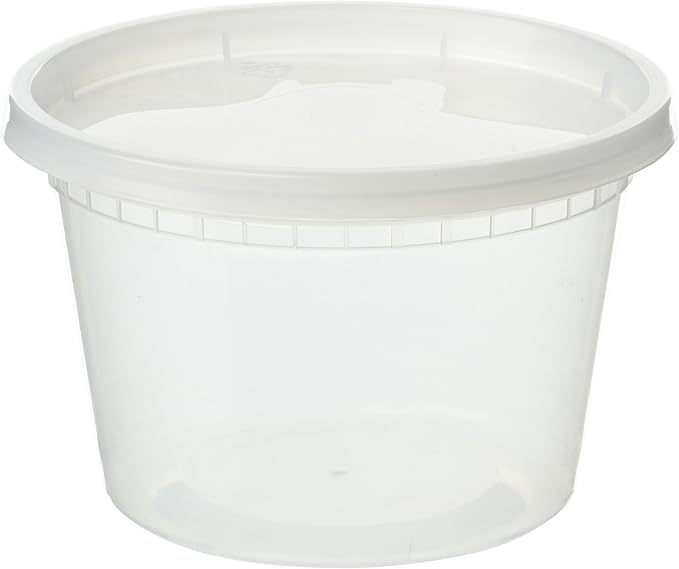 EDI D16050 16 oz Plastic Deli Food Storage Containers with Airtight Lids, Microwave/Freezer/Dishwasher Safe, BPA Free, Heavy-Duty, Leakproof, Recyclable, 50 Sets