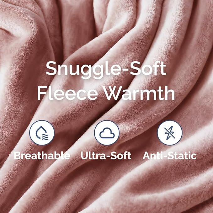 Ultra Soft Fleece Blanket King Size - Flannel Fleece Luxury King Blanket - Lightweight for Couch Bed Chair - Thick, Warm & Breathable - All Season Cozy Fuzzy, Anti-Static Microplush Bedding, Rose Pink