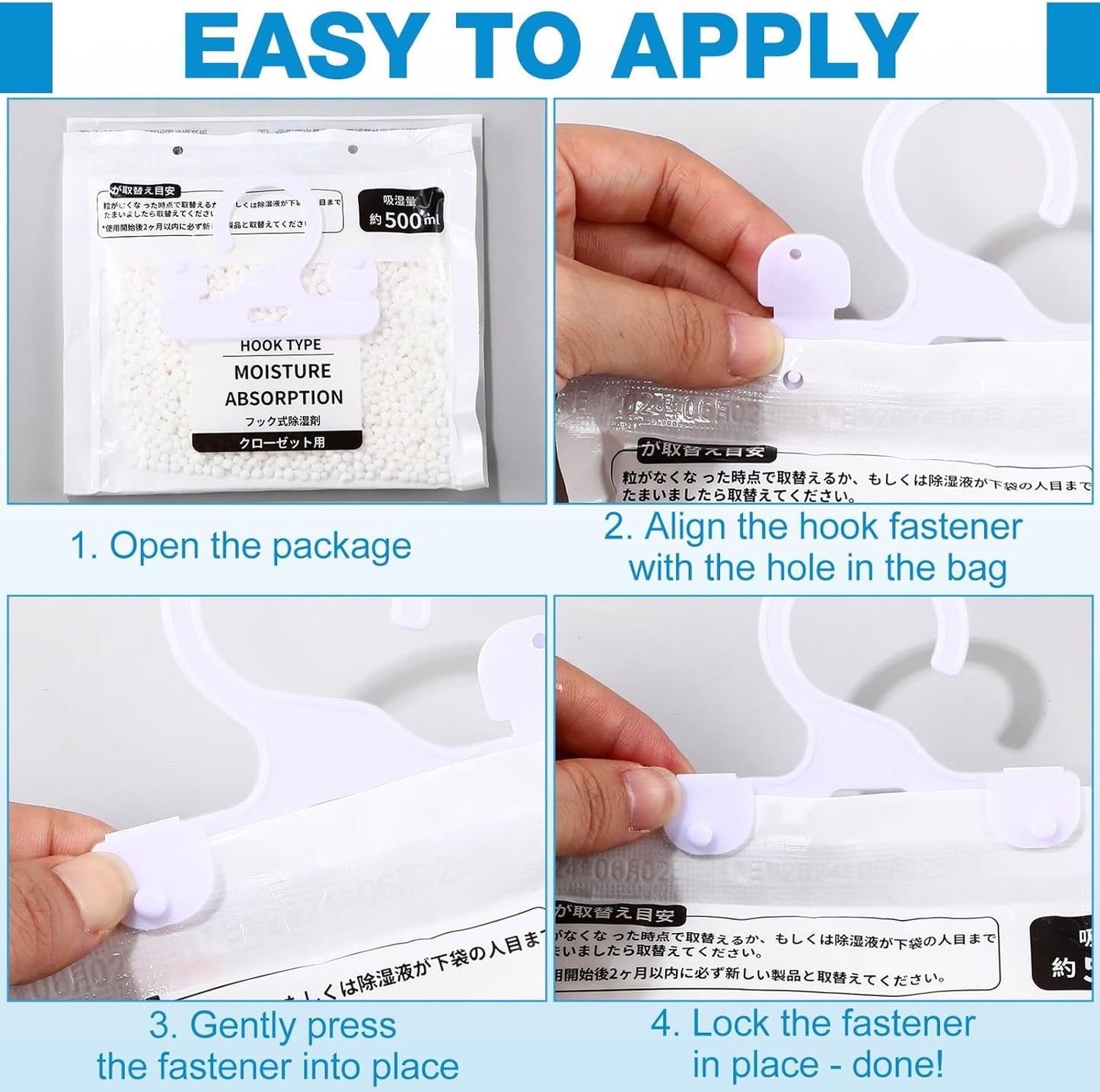 Nuanchu 30 Pack 500 ml Moisture Absorber Hanging Closet Dehumidifier Bags Unscented Hanging Humidity Absorber Desiccant Moisture Absorb in Wardrobes Bedrooms Bathrooms Kitchen