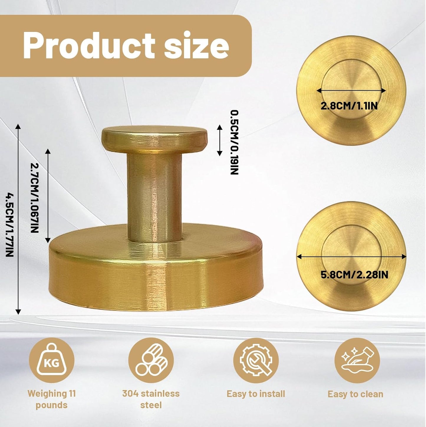 4 Pcs Suction Cup Hooks for Shower，Removable Hooks，Towel Hook，Suction Hook for Bathroom, Bedroom, Glass Window (Gold)