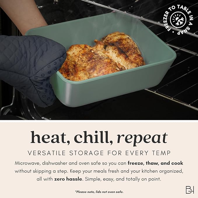 Ceramic Coated Glass Food Storage Container | No PTFE, PFOA, PFAS, and BPA | Reusable Non Toxic Meal Prep Container with Glass Lid | Easy To Store | 6 Piece Food Prep [Willow]