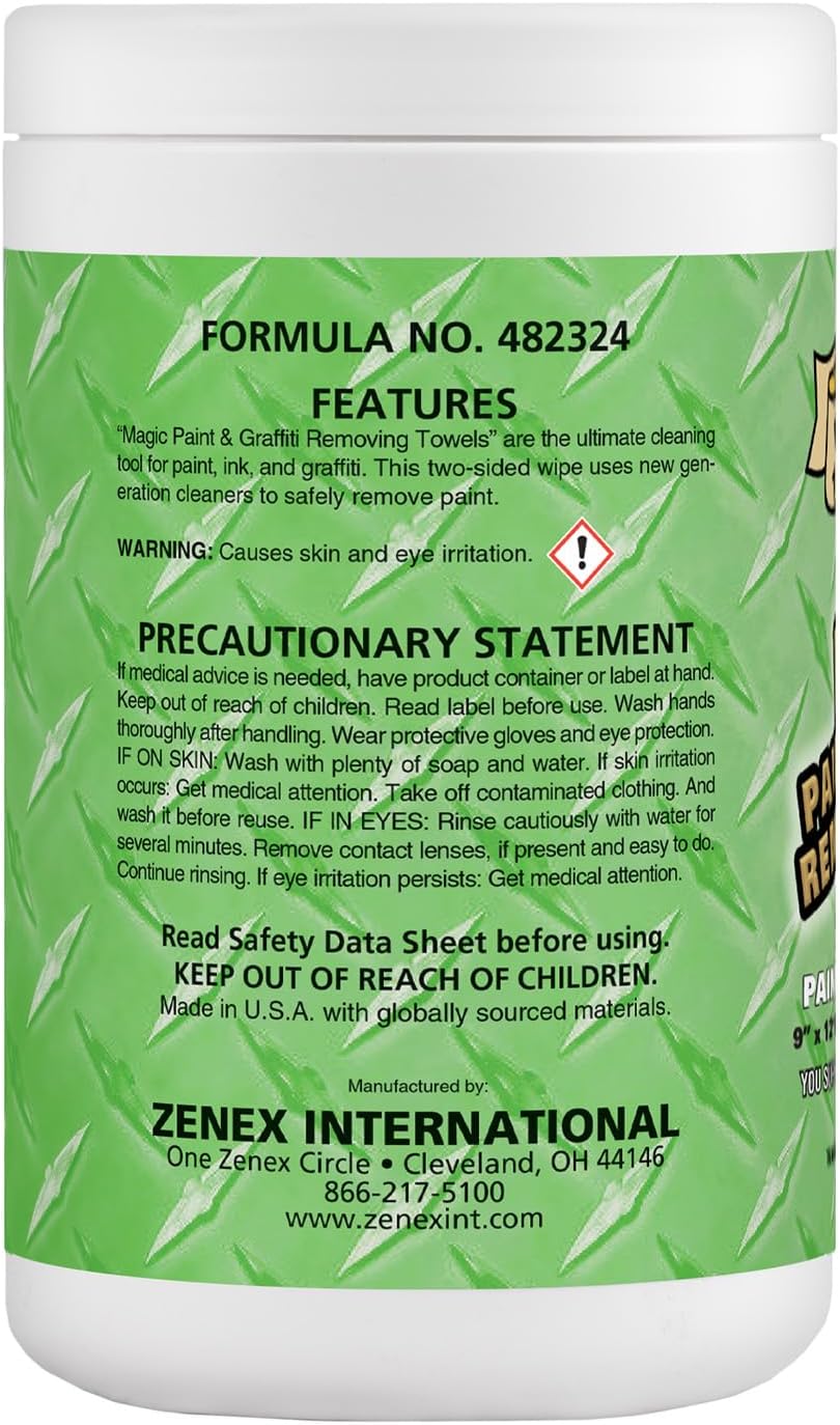 Magic Heavy Duty Paint & Graffiti Removing Wipes - Dual Sided Industrial Cleaning Towels | Waterless | Removes Adhesive, Ink, Marker, Spray Paint, Tar, Decals & more (6 Pack | 420 Sheets Total)