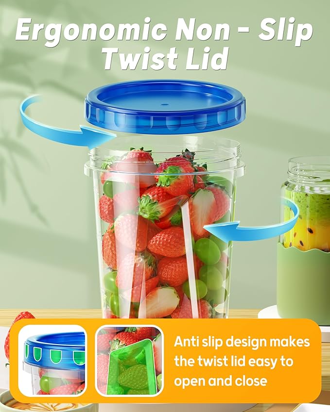 12 Pack-34 oz Freezer Storage Containers, Plastic Food Storage Containers with Twist Top Lids, BPA Free and Reusable Soup Containers with Lids, Leakproof/Microwave/Dishwasher Safe