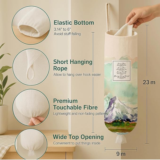 Plastic Bag Holder, Plastic Bag Holder with Bible Verse, Reusable Hanging Grocery Bags Organizer for Home Kitchen Pantry Decor, Inspirational Religious Kitchen Gifts for Women Friends and Family