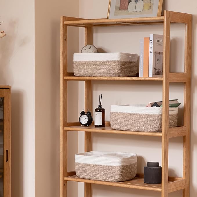 OIASKET Storage Baskets for Organizing 3 Pack, Woven Baskets for Shelves, Closet Organizer Bins Empty Gift Basket Toy Storage for Toys, Books, Towels, Clothes, 15"x11.42"x6.7", Yellow