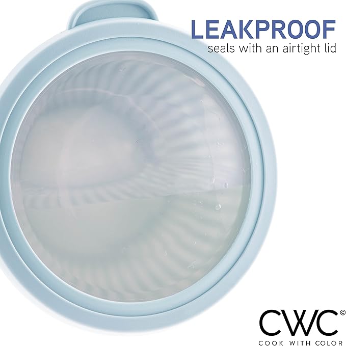 COOK WITH COLOR Prep Bowls with Lids- Wide and Deep Nesting Plastic Small Mixing Bowl Set with Lids, 12 Piece Set - Wide Bowls, Blue