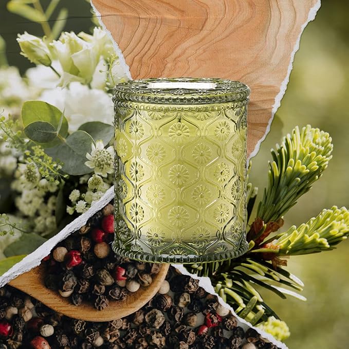 LA JOLIE MUSE Starlit Golden Fir Scented Candle | Cedarwood, Patchouli & Fir Balsam | 6 oz Soy Wax | 40 Hours Clean Burn | Fresh Scent Candles for Home | Gift-Ready for Hosts & Gatherings