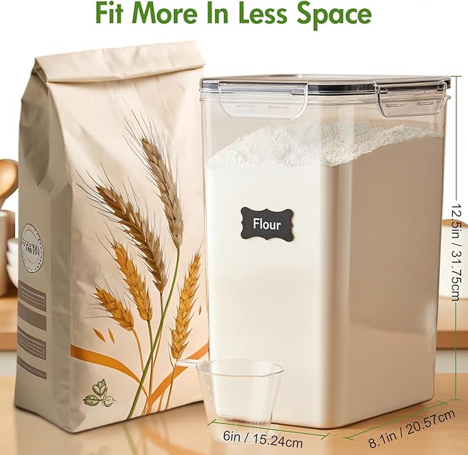 ALSO GO 2 PC Extra Large Food Storage Containers with Lids Airtight, 9.5L, 335Oz, Clear Plastic Kitchen and Pantry Storage Containers, Bulk Storage for Cereal, Flour, Sugar, Rice