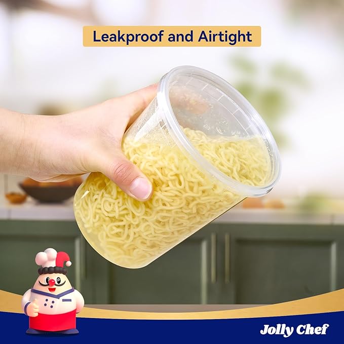JOLLY CHEF Deli Food Storage Containers with Lids 32 OZ 48 Set Food Storage Containers,Stackable | Leakproof | Microwave | Dishwasher | Freezer Safe