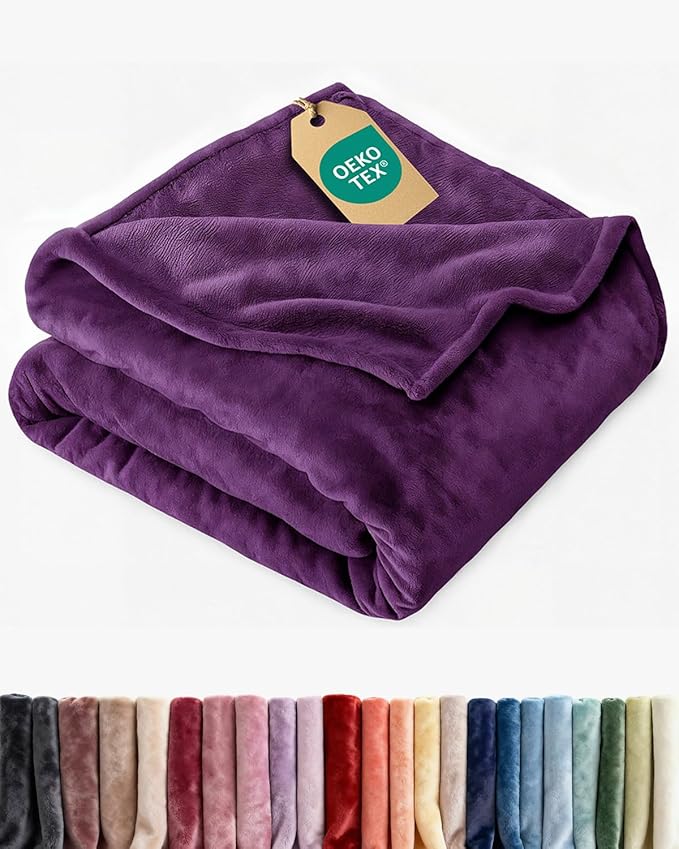 Ultra Soft Fleece Blanket Twin Size - Flannel Fleece Luxury Twin Blanket - Lightweight for Couch Bed Chair - Thick, Warm and Breathable - All Season Cozy Fuzzy, Anti-Static Microplush Bedding, Purple