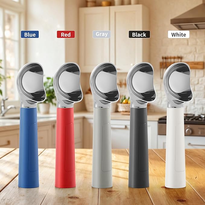 Heated Ice Cream Scoop Rechargeable, Electric Warming Ice Cream Scooper with LED Display, Heats to 158°F for Hard Ice Cream, Easy for Seniors & Kids, IP67 Waterproof (White, 2 oz)