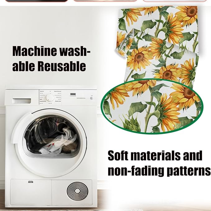 Sunflower Plastic Bag Holder for Kitchen Essentials, Wall Mount Grocery Bag Holder for Plastic Bags, Flower Washable Large Grocery Bags Storage Dispenser for Home Kitchen Pantry Decor, 22.5x9 Inch