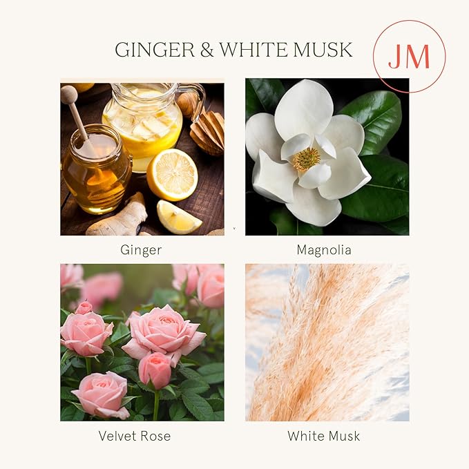 LA JOLIE MUSE Ginger & White Musk Candle | Ginger, Lemongrass & Musk | 19 oz Wooden Wick | Natural Soy Wax | 90 Hours Clean Burn | Gift-Ready for Hosts & Gathering| Seasonal Home Décor