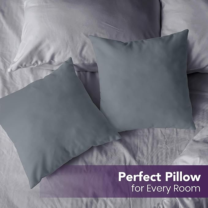 Utopia Bedding 22x22 Pillow Inserts, Set of 2, Grey – Indoor Decorative Throw Pillows for Bed, Sofa & Couch – Soft, Supportive & Fluffy Cushion Inserts