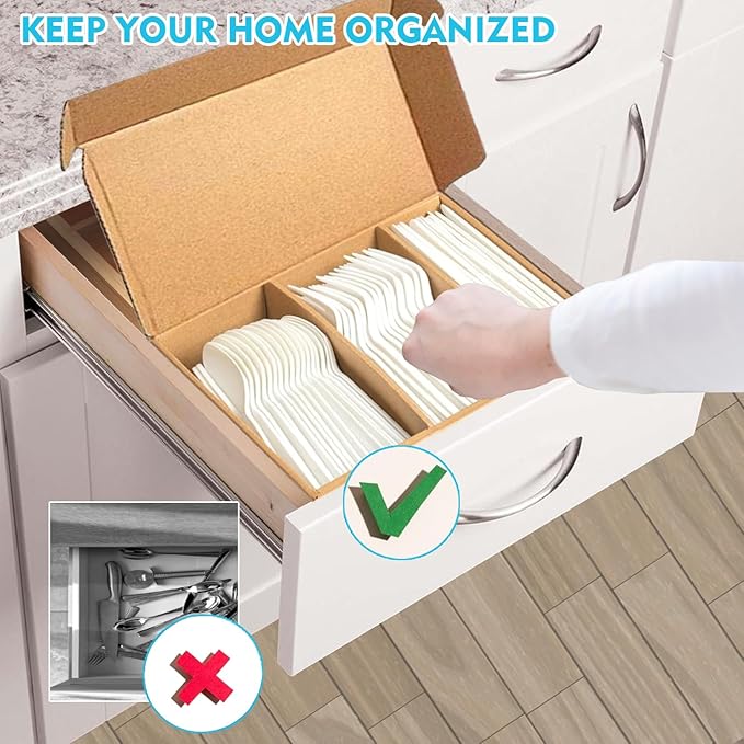 500 Count Compostable Disposable Non Plastic Silverware, Heavy Duty Biodegradable Forks Spoons Knives Cutlery Set, Eco Friendly Recyclable Flatware Utensils for Party Wedding Daily Use