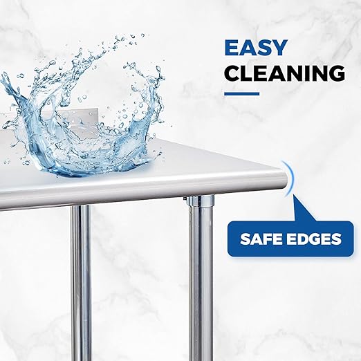 Profeeshaw Stainless Steel Prep Table NSF Commercial Work Table with Backsplash and Undershelf for Kitchen Restaurant 60x24 Inch