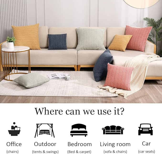 COCOPLOCEUS 26x26 Pillow Covers Boho Euro Shams Set of 2 Decorative Throw Pillow Covers Cotton Large Square Pillowcase for Couch Bed, Yellow