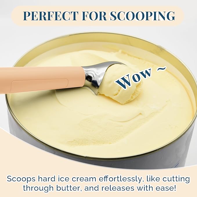 Heated Ice Cream Scoop Rechargeable, Electric Warming Ice Cream Scooper with LED Display, Heats to 158°F for Hard Ice Cream, Easy for Seniors & Kids, IP67 Waterproof (Butter Yellow, 2oz)